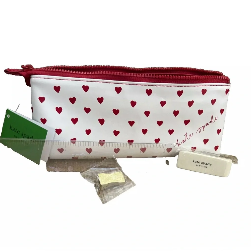 NWT Kate Spade Mini Hearts Pencil Case